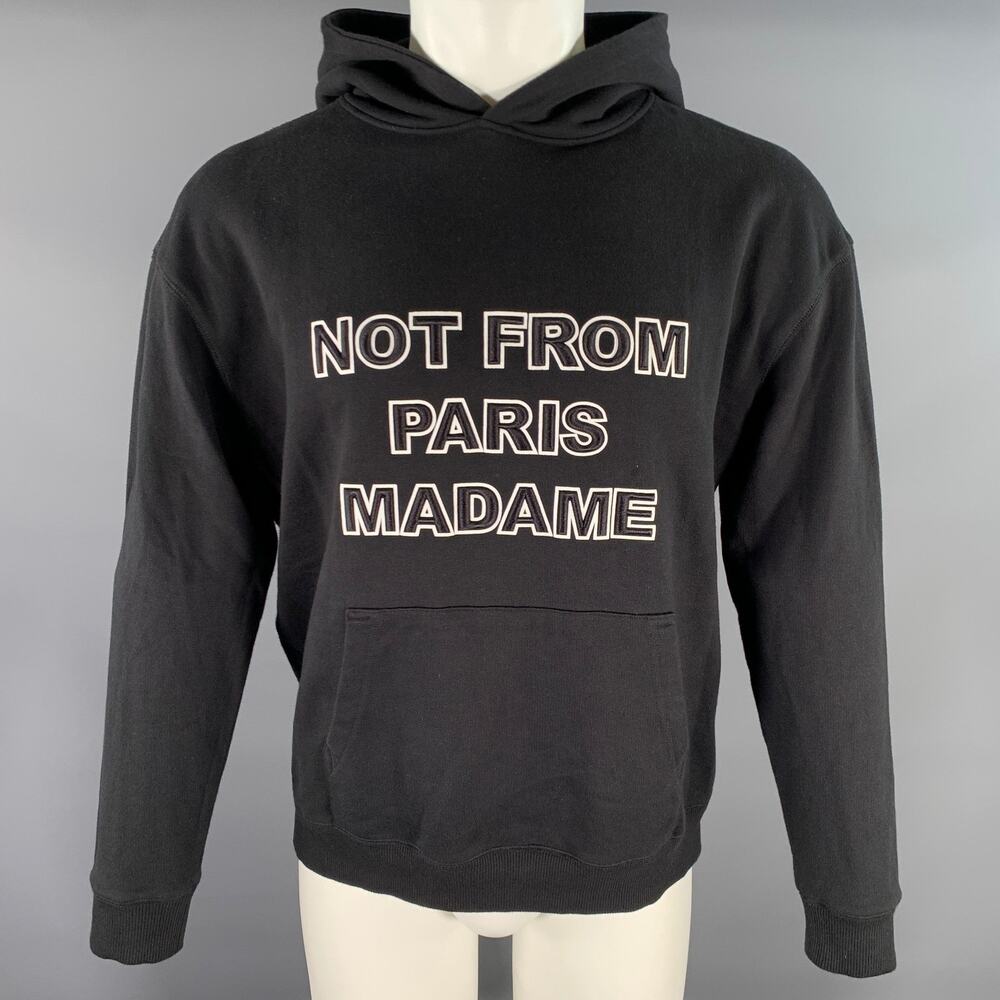 DRO'LE DE MONSIEUR Size S Black Graphic Cotton Hoodie Sweatshirt